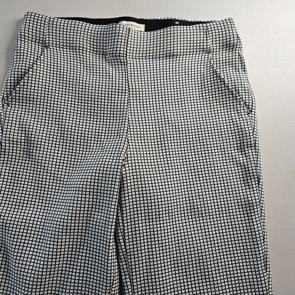 Max Studio Dress Pants Women's M Grey Black White Check Flat Front Pockets - Picture 12 of 16